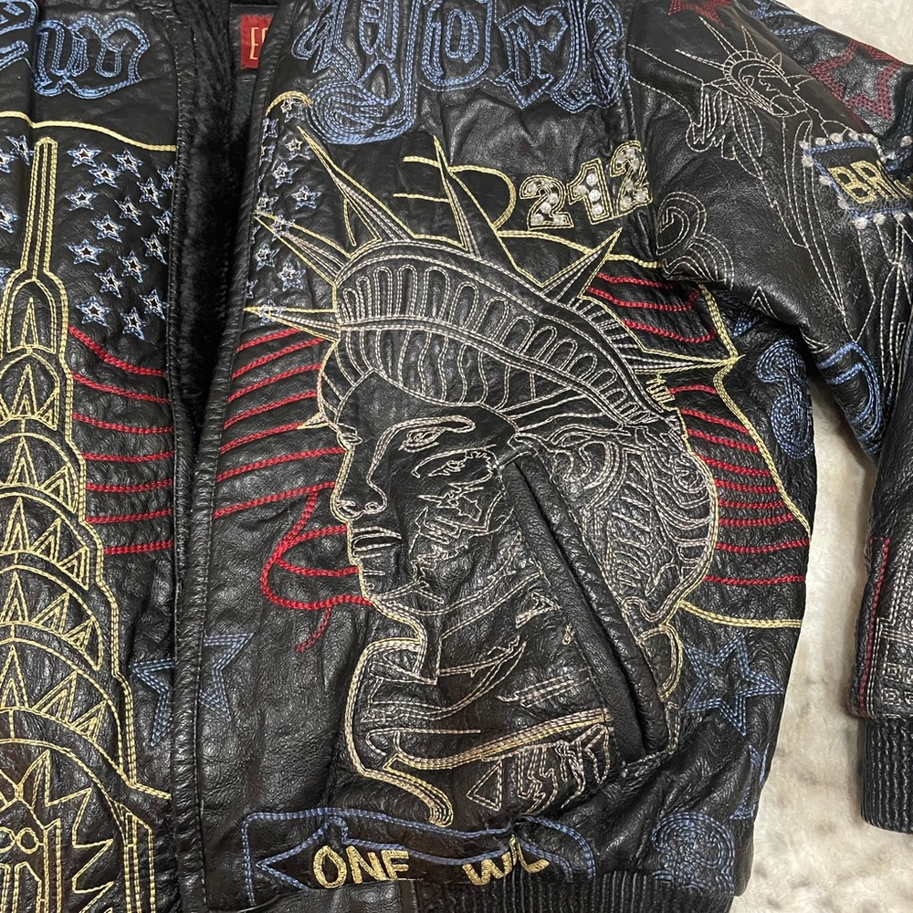 Vintage East Side Outerwear Embroidered Leather Bomber Jacket - Picture 13 of 14